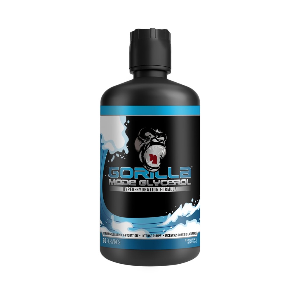 גורילה מצב נוזלי Glycerol Pre-Workout - hydrting Pre-Workout פורמולה עבור Intense Pumps - Intramuscular Hyper-Hydration - הגדלת Power & Endurance / 33 FL OZ (Unflavored)