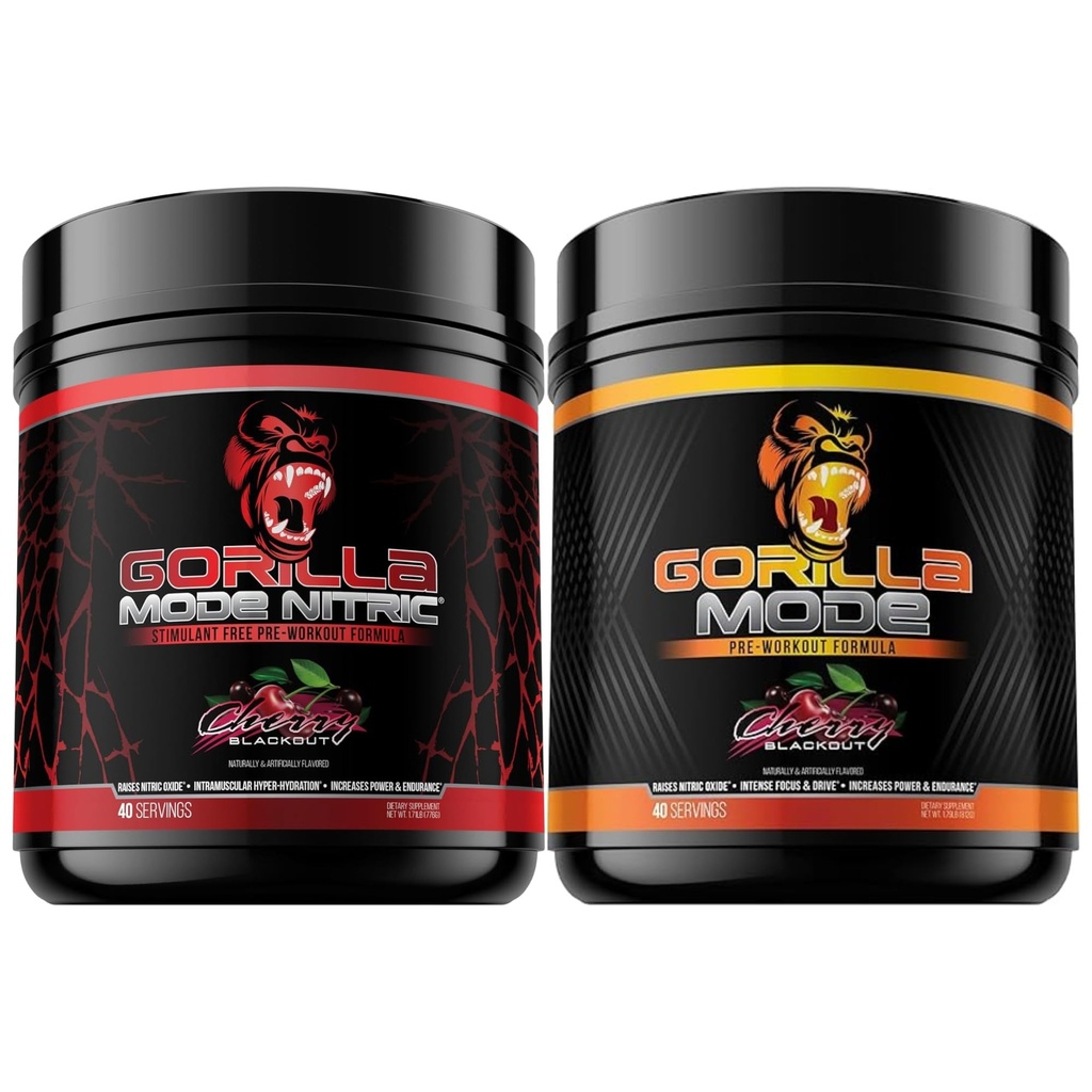 מצב גורילה Pre Workout & Gorilla Mode Nitric שדרג את Stimulant - Best Tasting & Most Pro Stimulant Free Pre-Workout