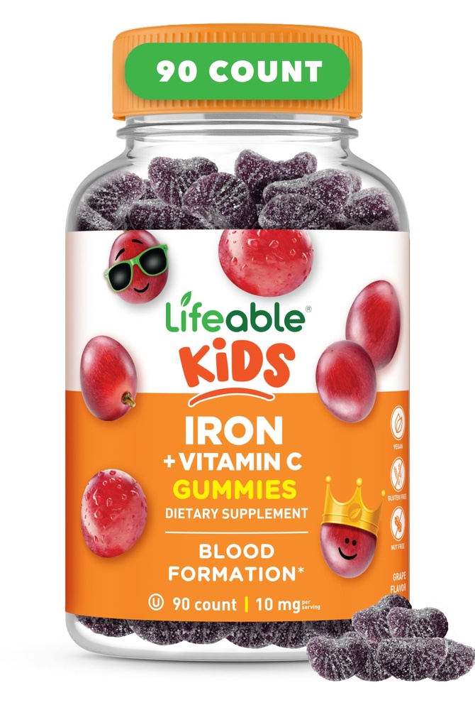 תוספי ברזל לילדים | 10mg | עם ויטמין C | Great Tasting Ironmies for Kids