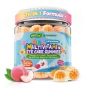 ילדים Multivitamin Gummies עם ברזל, 450 מ"ג Algae אומגה 3, Methylated B12, Folate, סיבים 2g, Probiotics, Magnesium, A, C, D, K, Zinc, ילדים ויטמינים לצמיחה, המוח, עין, עין, Gut, Immune, סוכר חינם חינם, סוכר חינם חינם, סוכר.