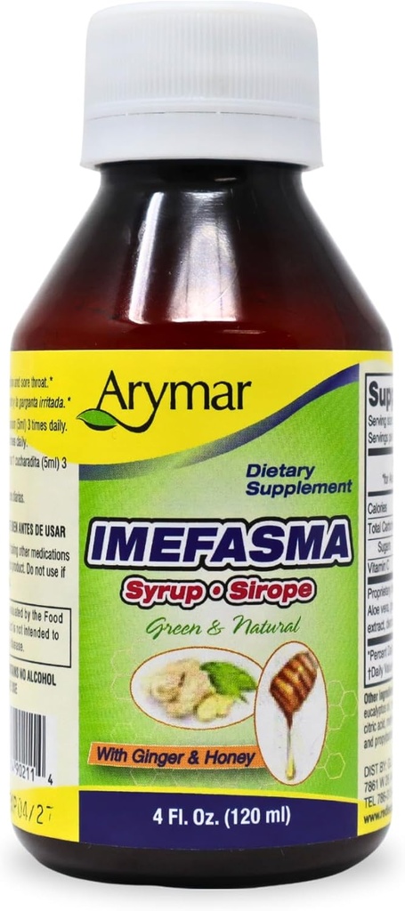 Arymar Imefasma עם ג'ינג'ר & Honey Cough Syrup (4 oz) - Gentle Relief with Natural Ingredients