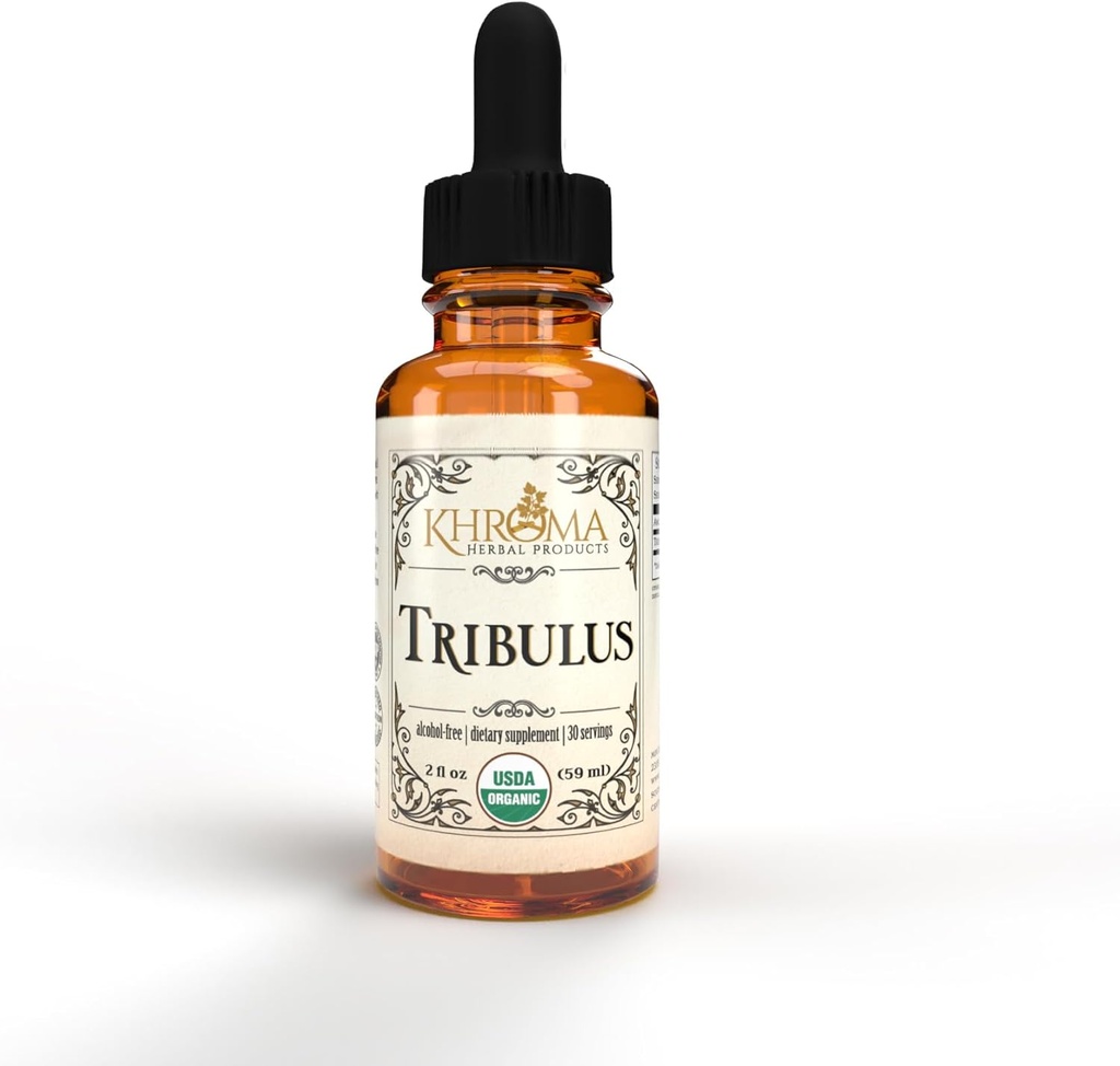 Khroma Herbal מוצרים אורגני Tribulus 30 משרתים - 800 MG - מקס כוח נוזל - אלכוהול חינם - 2 FL OZ