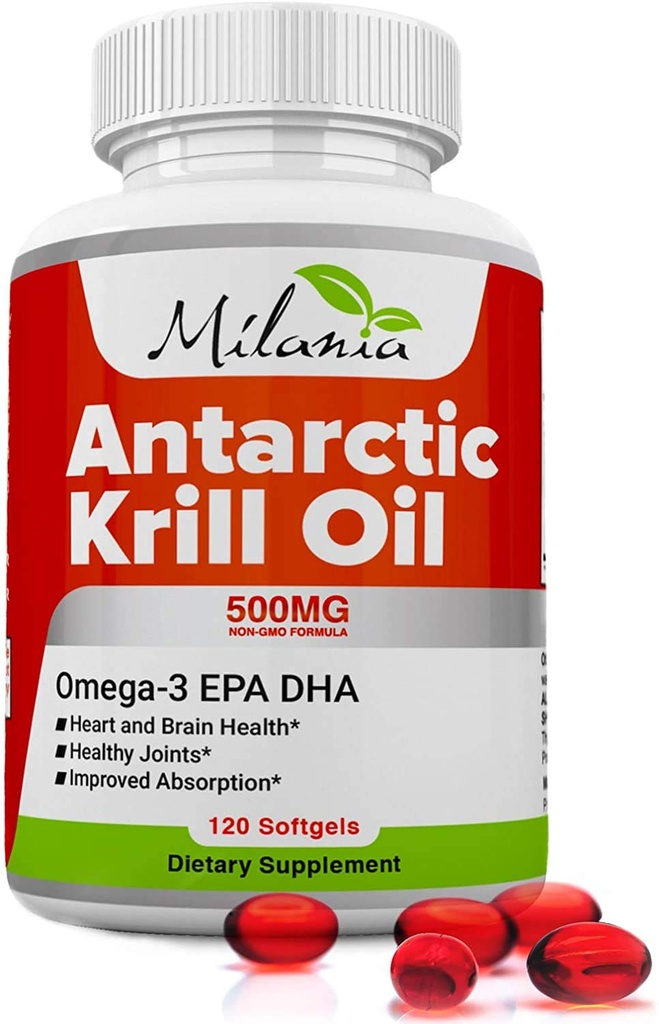 שמן קריל אנטארקטיקה - 120 Softgels - אומגה 3 EPA, DHA, עם Astaxanthin - מקורו Red קריל - כוח מקסימלי - 500 מ"ג
