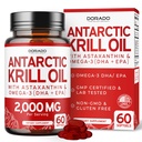 תוסף שמן קריל אנטארקטיקה (2000mg Per לשרת, 60 Softgels) קריל שמן אומגה 3 תוספי מזון עם EPA, DHA & Astaxanthin - Premium Phospholipid למבוגרים - צד שלישי נבדק, non-GMO & USA Made Made Made Made