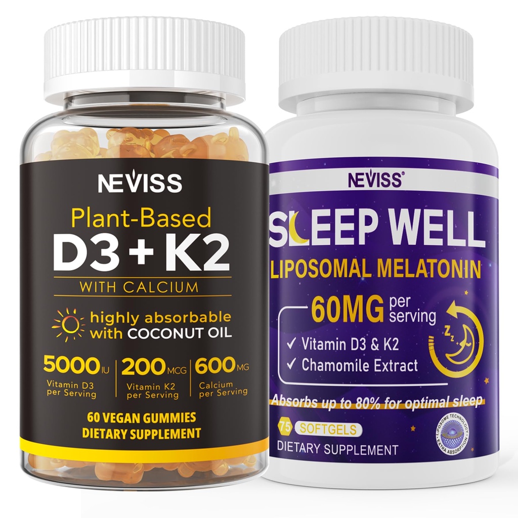 ויטמין D3K2 5000IU Gummies + Melatonin 60 מ"ג למבוגרים
