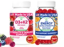 לונהקאי ארה"ב עשתה D3+K2 עם Calcium & Energy B12 מסטיקנים בונדלה - טבעוני, non-GMO - 60 חניכיים