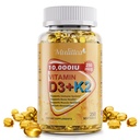 מבוסס צמחים D3 K2 ויטמין 10000 IU w / Virgin קוקוס MCT שמן - 200 mcg MK7 ויטמין K2, non-GMO עבור Absorption האולטימטיבי - עצם, Immune & Heart Health - Easy to Swallow D & K תוסף - 250 Softgels