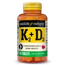 MASON NATURAL ויטמין K2 + D3, 100,Day אספקת, עם Calcium לתמיכה בעצמות רגילה שרירים, טבליות
