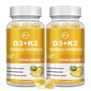 ויטמין D3 K2 Gummies, ויטמין D3 10000IU, K2 (MK-7) 200mcg, 6-in-1a ויטמין D3 con K2 עם אומגה 3 עבור נשים וגברים - עצמות, שיניים ותמיכה Immune, סוכר חינם, 2 Pack