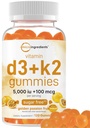 מיקרו Ingredients ויטמין D3 K2 מסטיקנים, 120 ספירה | 5,000 IU ויטמין D + 100 mcg K2 MK 7 | Bone, Immune & Heart Supplements* | סוכר חינם תשוקת זהב פירות פלאמור | Non-GMO, Gluten Freeten Freeten Freeten Freeten Freeten