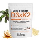 ויטמין D3 K2 Magnesium Complex, תוספת כוח D3K2 עם שמן משולש Magnesium & קוקוס עבור Absorption מקסימלית, תמיכה ב-עצם & Immune Health, non-GMO, Easy to Swallow, 200 Softgels עבור Absorption מקסימלית, תמיכה בריאות העצם & Immune Health, non-GMO, Easy to Swallow, 200 Softgels