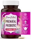 Mama Natural Prenatal Probiotics for Women - Gut & Immune Support for Pregnancy, Breastfeeding & Postpartum* | 25 מיליארד CFU, 12 Strain Probiotic & Prebiotic Band to Support Mom and Baby
