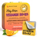 ויטמין D3 K2 תוסף 5000 IU - Fast-Absorbing Oral Strips for Bone & Heart Health - ויטמין D K2 צמחי מבוסס פורמולה - D3K2 - ויטמין D3 con K2- non GMO - סוכר ללא ספירה)