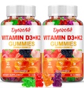 ויטמין D3 + K2 Gummies 2000 IU עם Calcium + K2 (MK-7), Magnesium Citrate, ויטמין C, Zinc & Boron - Bone, Heart & Immune Support - טבעוני, non-GMO, Gelatin-Free, Sugar-Free תוסף, 120 חניכיים