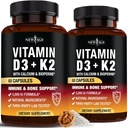 ויטמין D35,000 IU + K2 MK 7 100 mcg - 2-in-1 העצם, Immune & Heart Support, Easy to Swallow, non-GMO - 120 קפסולות