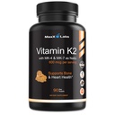 ויטמין K2 תוסף - ויטמין C2-MK7, MK4 & ויטמין D - חוזק גבוה K2 עובד עם ויטמין-D3 - ויטמין-K 600mcg - תומך בריאות העצם - 90 קפסולות