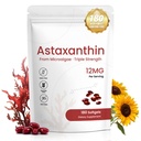 תוספי Astaxanthin 12 מ"ג, 180 Softgels, 6 חודשים אספקת טבעי Antioxidant from Fresh Microalgae | More Supports Eye, Skin, Joint Health, non-GMO