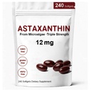 Astaxanthin 12 מ"ג, Premium Astaxanthin Antioxidant תוספים עם פעילות אנטי-חמצן, תומך בעין, Immune, Skin Health, Internal Circulation-240 Softgels