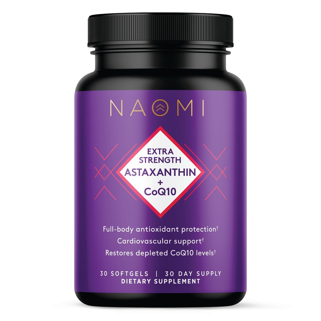 NAOMI תוספת כוח Astaxanthin + CoQ10, Fat-Soluble Antioxidants, Cardiovascular Support, להגביר את האנרגיה, Immune ותפקוד קוגניטיבי, שחזור Depleted CoQ10, High Absorption, 30 יום אספקה תמיכה, אנרגיה מוגברת, Immune ותפקוד קוגניטיבי, שחזור Depleted CoQ10, High Absorption.