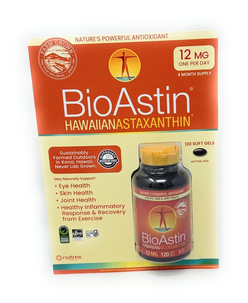 BioAstin הוואי Astaxanthin 12 מ"ג, 120 Soft Gels