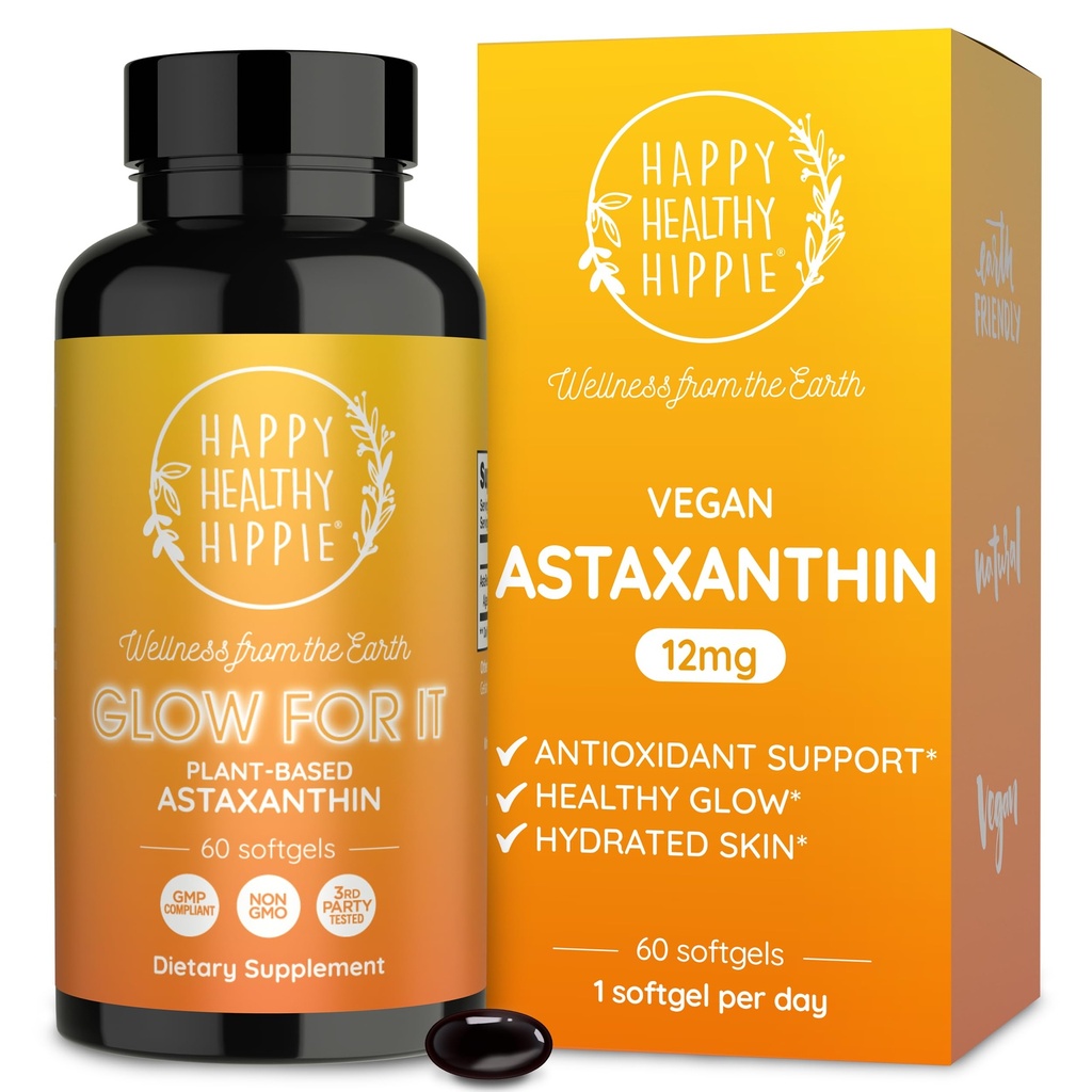 Astaxanthin תוסף 12 מ"ג | Plant-based Antioxidant for Skin hydrotion, Ambiity & Radiant Glow