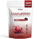 Rovina Astaxanthin 12mg, Astaxanthin Antioxidant תוספים עבור Immune, Eye, Skin Supports, Non-GMO & Gluten חינם - 200 Softgels