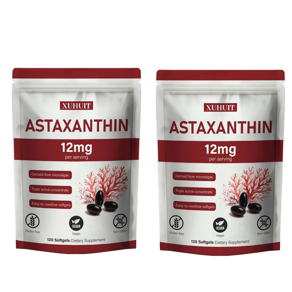 Astaxanthin 12mg Softgels | Natural Algae-Derivedפלט הבוטני (Haematococcus pluvialis)