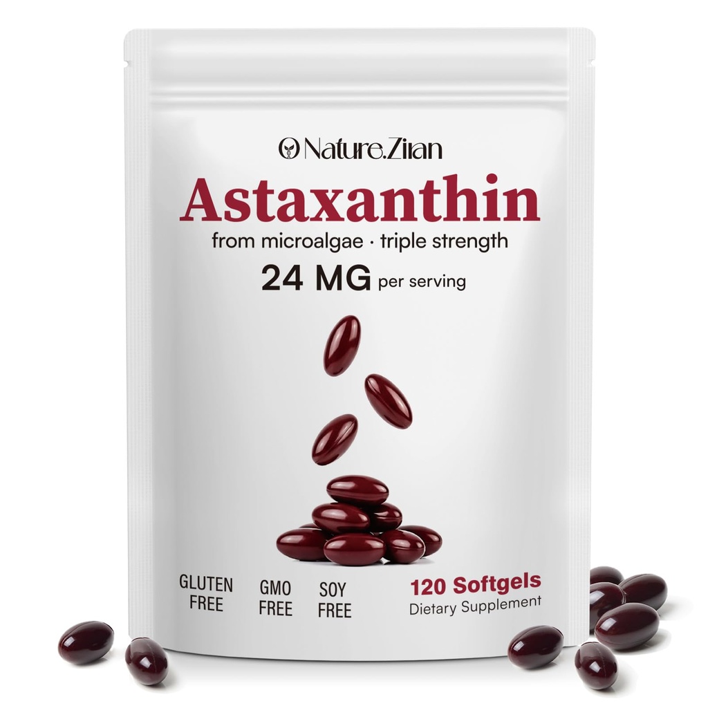 O NATURE . ZIRAN Astaxanthin תוספי 24mg, Antioxidants תוסף, תומך ב- Eye & Joint &Skin בריאות 4 חודשים אספקת 120 Softgels