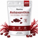 ROVINA Astaxanthin 12mg Softgels, תוסף Antioxidant תומך העין, העור, Immune, Joint, Internal Circulation, non-GMO &ten חינם - 200 Softgels