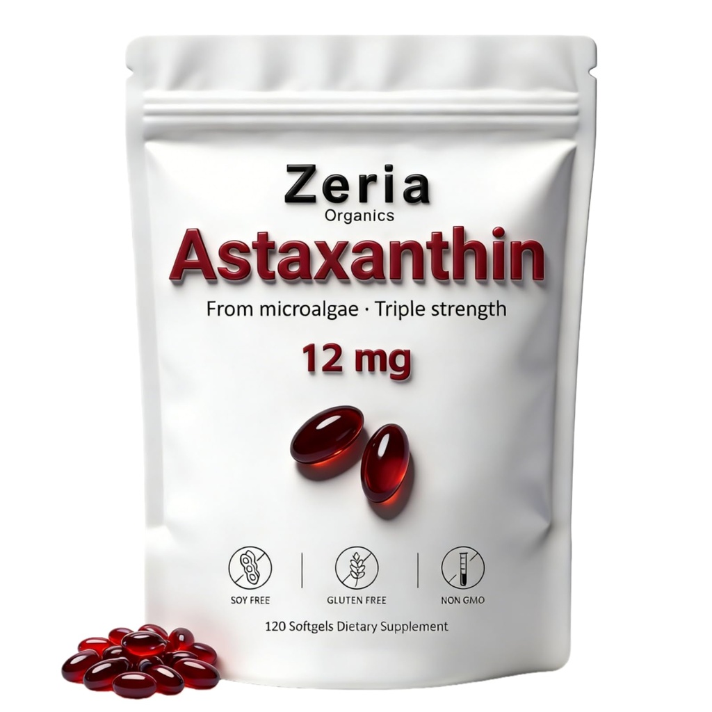 Astaxanthin 12mg, Natural Astaxanthin תוספי Algae, 120 Softgels (1 Bag)