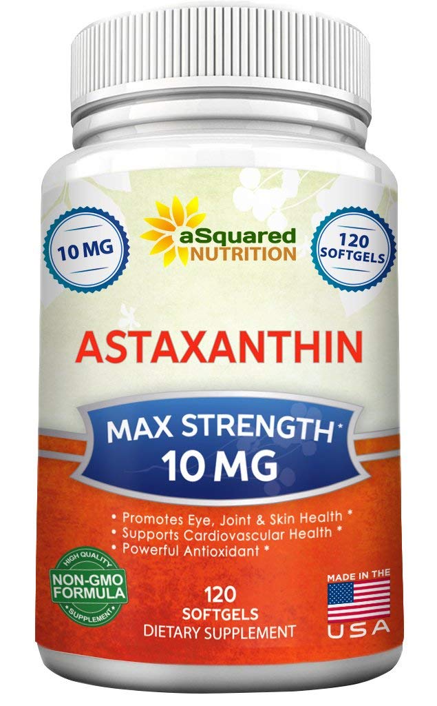 תוספי תזונה מזוהמים AStaxanthin - גלולות אלומיניום Astaxanthin מן Haematococcus Pluvialiss לחלץ אנרגיה טהורה - מקס כוח 10 מ"ג - 120 Softgels