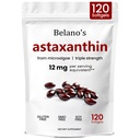 Astaxanthin 12mg של Belano, Astaxanthin Softgels, Premium Astaxanthin Antioxidant תוסף | בריאות ואנרגיה תמיכה, Non-GMO, Vegan- Friendly & Gluten-Free - 120 Softgels (1 Bag)