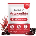 תוספי Astaxanthin, Premium Astaxanthin 12mg Antioxidant עם פעילות אנטי-חמצן, תומך העין, משותף, Immune, Skin Health, Internal Circulation, 1Pack(120 Softgels), non-GMO & Noten Gluten Gluten Gluten