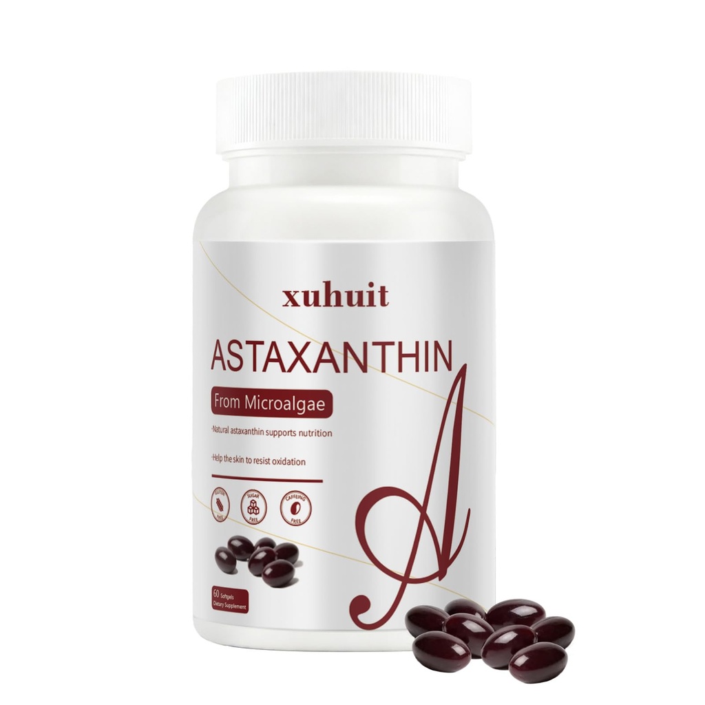 Astaxanthin 12 מ"ג Softgels, 120 ספירה במשך 4 חודשים אספקה, תוספת טבעית Antioxidant מן Algae, Soy חינם, Easy to Swallow (01)
