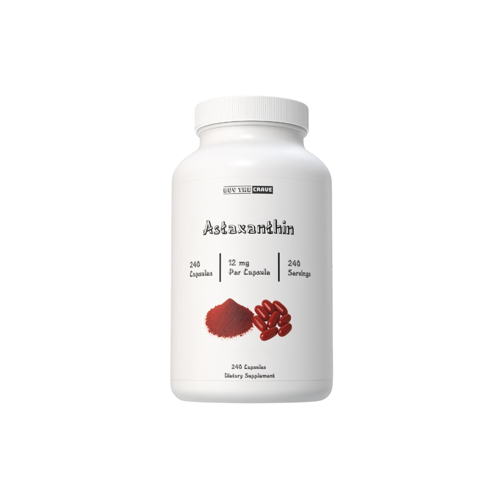 Astaxanthin 12 מ"ג כל קפסולה, כוח נוסף - תוספי Astaxanthin, Antioxidant Source - Gluten Free, 240 Count, 120 משרתים