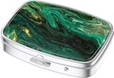 Nipichsha Pill Box, Small Pill Case for Purse & Pocket, Cool Travel Medicineer, Portable Medicine Container Holder to Hold ויטמינים, תרופות, שמן דגים ותוספים, Ocean Marble הירוק
