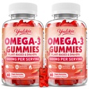 2 Pack Vegan אומגה 3 חניכיים 1000 מ"ג, אומגה 3 שמן שמן אלטרנטיבי למבוגרים, Plant Based DHA 460 מ"ג ו EPA 230 מ"ג w /Vitamin A, C, E, Strawberry Flavor, Count 120