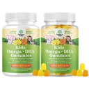 אומגה DHA חניכיים לילדים - Fatty Acids אומגה 3 6 9 עם ויטמין C עבור המוח, חסינות וחזון - תזונה DHA עבור מערכת העצבים בריאה ותמיכה להתמקד - Vegetarian & Gluten Freeten חינם