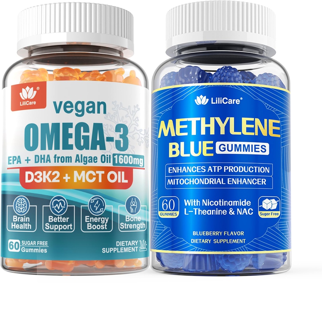 אומגה 3 חניכיים 1280 מ"ג + Methylene Blue Gummies עבור האדם