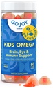 ילדים אומגה 3 DHA חניכיים - No Fish Burps, No Sugar - Brain, Eye & Immune Support - Plant- Based אומגה 3 מ Algae - טבעוני, נקי DHA עבור טונדלרים, ילדים וילדים בגילאים 3-3