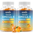2 Pack Vegan אומגה 3 חניכיים 1000MG Algal Oil אומגה 3 תוספי למבוגרים עם Algae DHA 600 מ"ג ו EPA 300 מ"ג שמן אלטרנטיבי - עבור עין & Immune Health, Orange Flavor, הרוזן 120