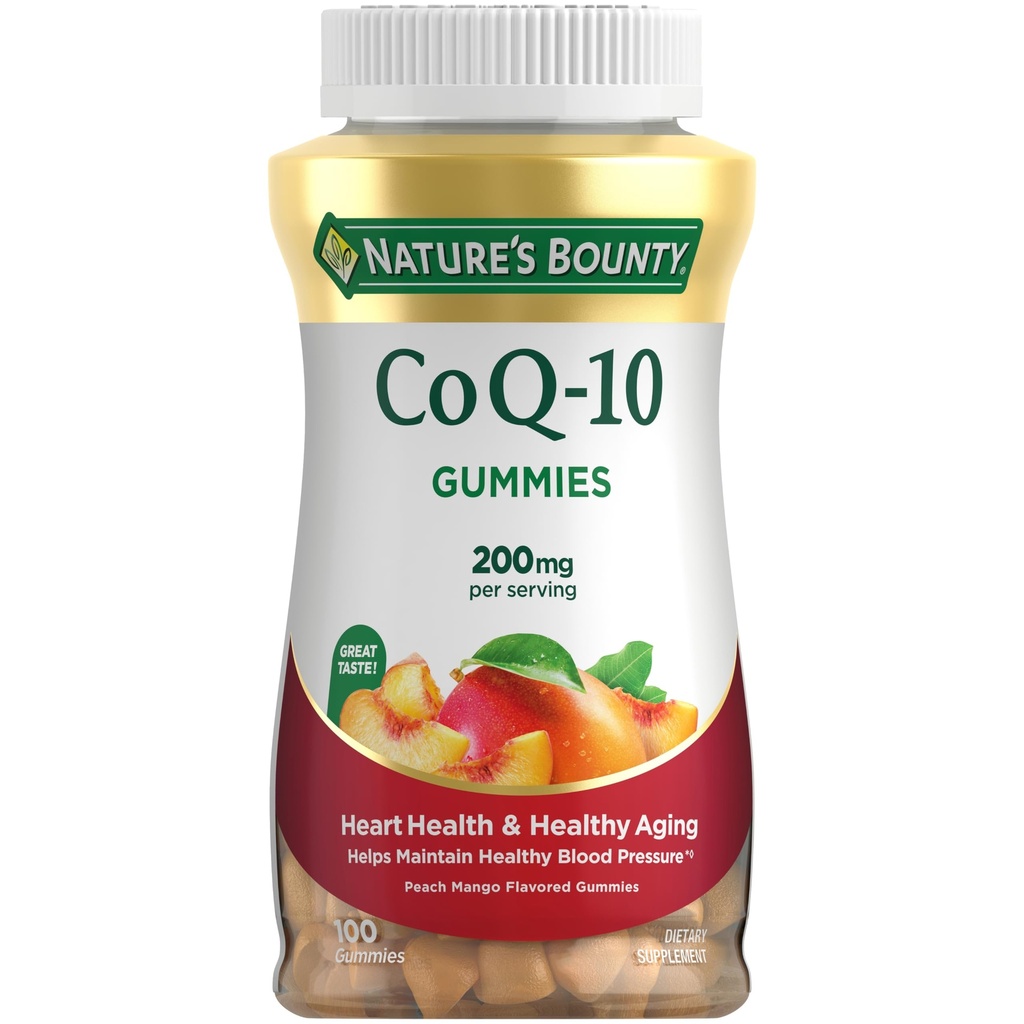 Nature's Bounty CoQ10 Gummies, תומך בריאות הלב, CoQ10 200 מ"ג, Peach מנגו פלמור, 100 Counun