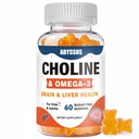 ABYSSUS Choline Gummies for Kids & Adults, Sugar Free Choline Bitartrate תוספים עם Algal אומגה 3 DHA EPA & Active B6 B12, Brain & Liver Support, טבעוני, הרוזן 60