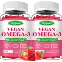 אומגה 3 מסטיקנים פוטנט אלגה מקור אומגה, Boost Brain, Eye & Immune Function, with DHA ו EPA & Sugar Free, Strawberry Flavor, 120 Count Count