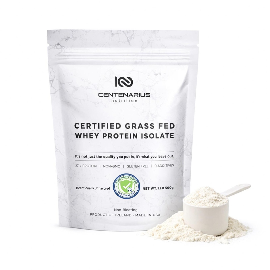 Centenarius Nutrition Grass פד Whey חלבון לא משועבד אבקה 500g עם חומצות אמינו טבעיות עבור אופטימיזציה של צמיחה שרירית, התאוששות & יעילות - Cold-Filacked, no Additives או הורמונים