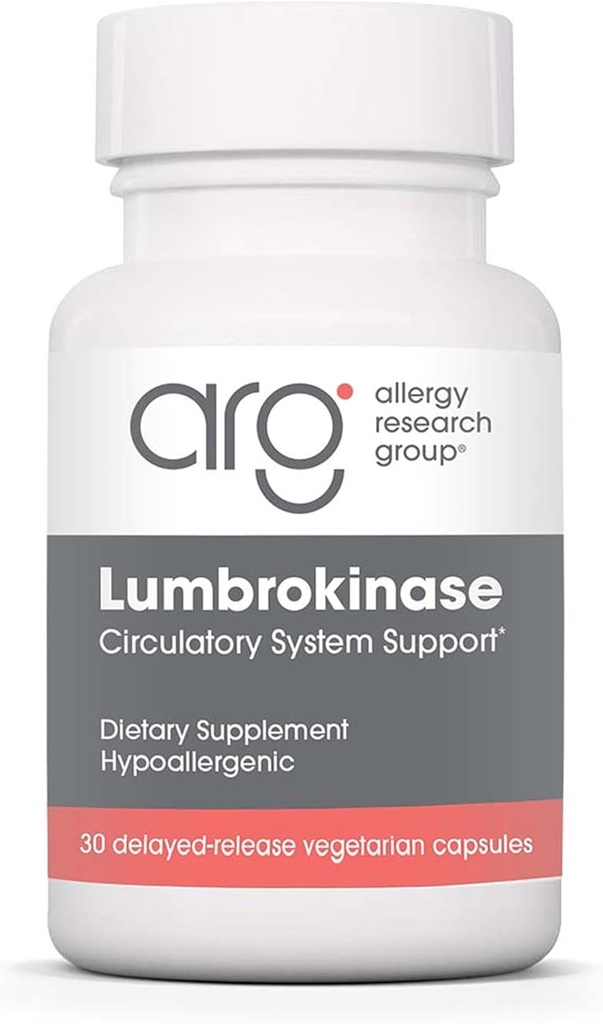 Allergy Research Group Lumbrokinase תוסף - תמיכה במערכת Circulatory, תומך ב-Blood Circulation כבר בטווח הרגיל - 30 עיכובים לשחרר קפסולות צמחוניות