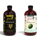 Black Seed & Soursop Bitters Bundle - 2 x 32 oz בקבוקים - 64 ימים אספקה - טבעוני צמחי מרפא טוניק עבור בריאות אקסיביה ו-כלל בריאות - No Sugar, Made in USA.
