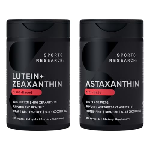 מכירות ספורט תמיכה בעין - 20 מ"ג Lutein + 4 מ"ג Zeaxanthin נעשה עם Lute-Gen® ו 6 מ"ג Astaxanthin תוספת של AStalif איסלנדי (120 Softgels כל אחד)