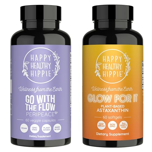 Happy hippie Glow for It Astaxanthin תוסף & Go עם The Flow Perimenopause תוספי עבור נשים