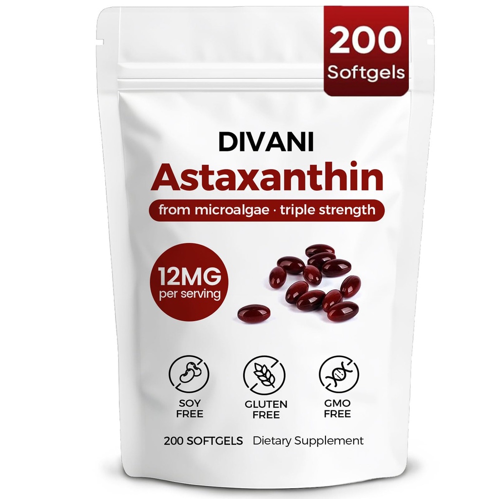 Divani Astaxanthin, Natural Astaxanthin, non-GMO, Gluten-Free, Soy Free, Daily Eye, Skin Support